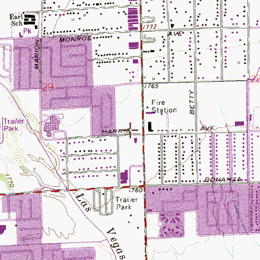 Topographic Map of Nellis Crossing Shopping Center, NV