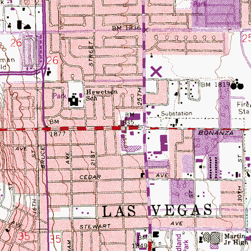 Topographic Map of Greater Vegas Plaza, NV