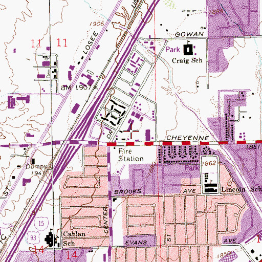 Topographic Map of Cheyenne Shopping Center, NV