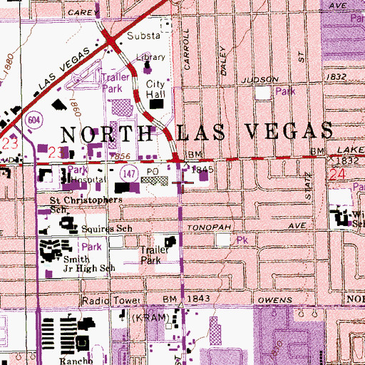Topographic Map of Civic Center Plaza, NV