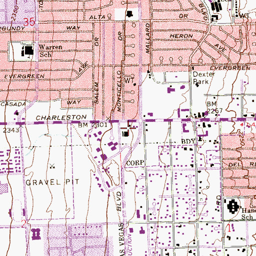 Topographic Map of Charleston West Shopping Center, NV