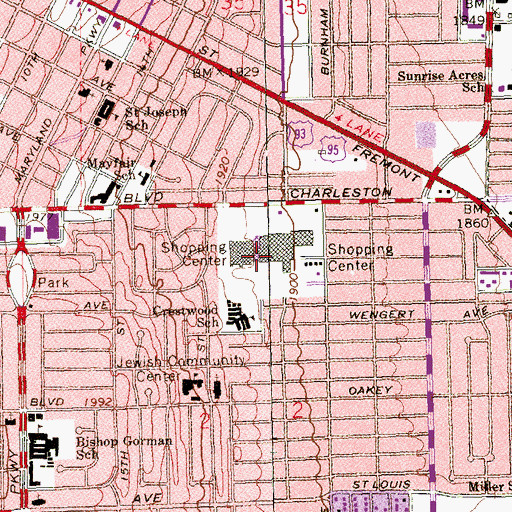 Topographic Map of Charleston Plaza Mall, NV