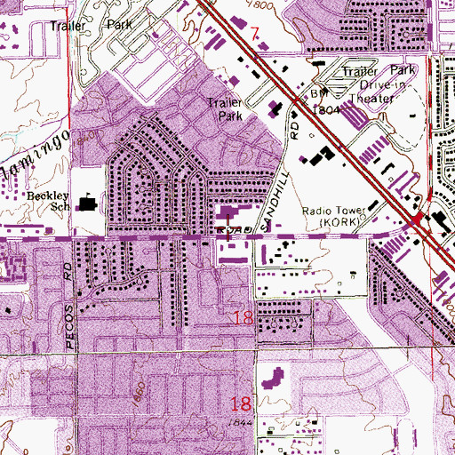 Topographic Map of Plaza Desert Inn, NV