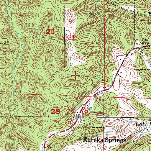 Topographic Map of KTCN-FM (Eureka Springs), AR