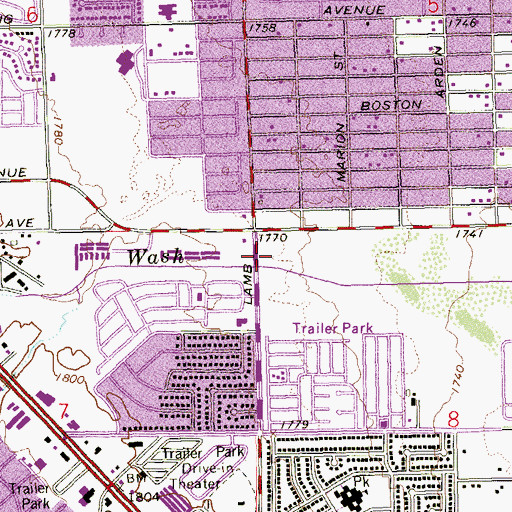 Topographic Map of Sahara Lamb Shopping Center, NV