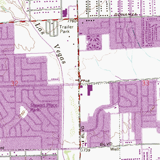 Topographic Map of Stewart Square, NV