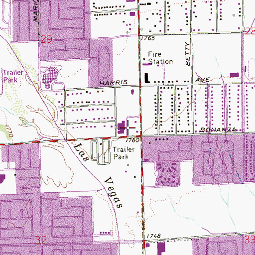 Topographic Map of Nellis/Bonanza Shopping Center, NV