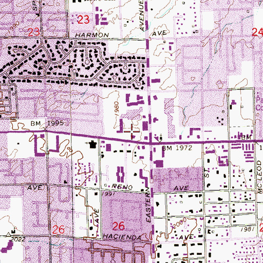 Topographic Map of Tropicana East Centre, NV