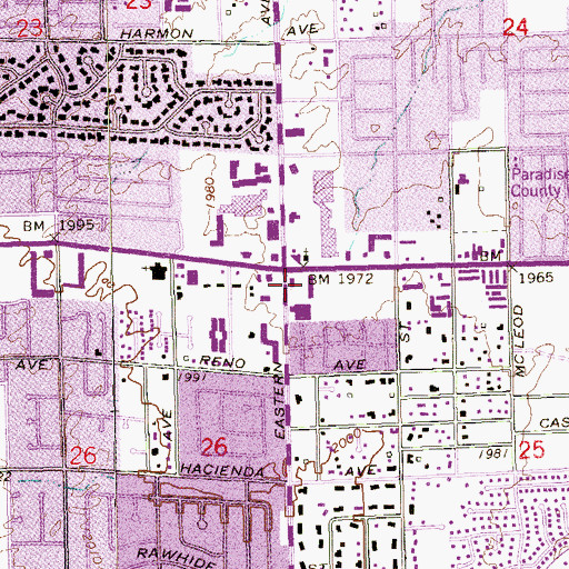 Topographic Map of Ocotillo Plaza, NV