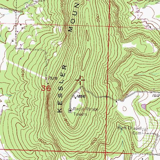 Topographic Map of KKIX-FM (Fayetteville), AR
