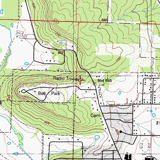 Topographic Map of KZKZ-FM (Greenwood), AR