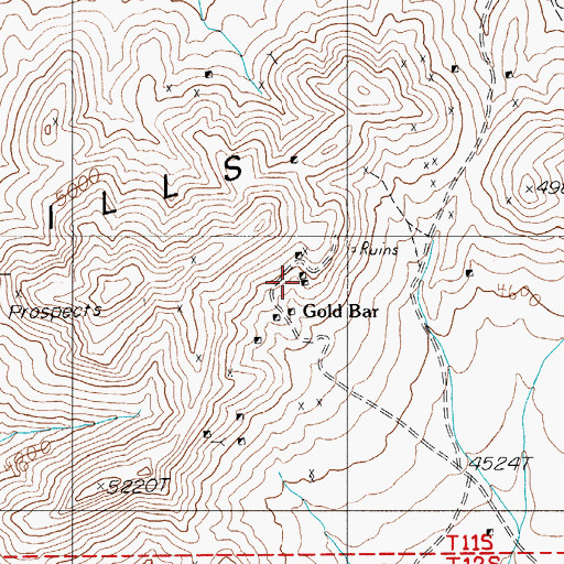 Topographic Map of Gold Bar Mine, NV