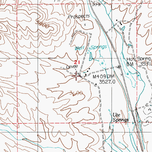 Topographic Map of Trueba Ranch, NV