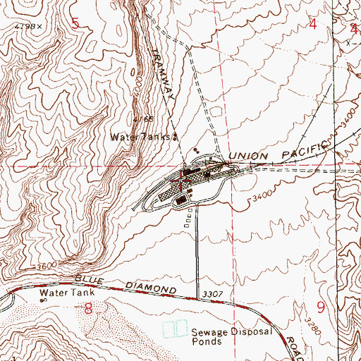 Topographic Map of Blue Diamond Mill, NV