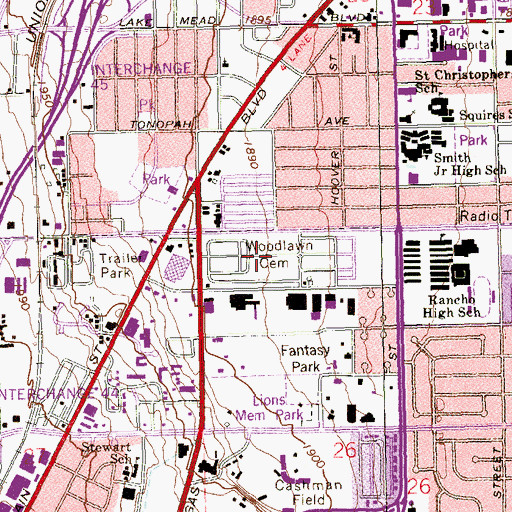 Topographic Map of Las Vegas Colony Indian Reservation (historical), NV