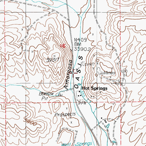 Topographic Map of Hot Springs, NV