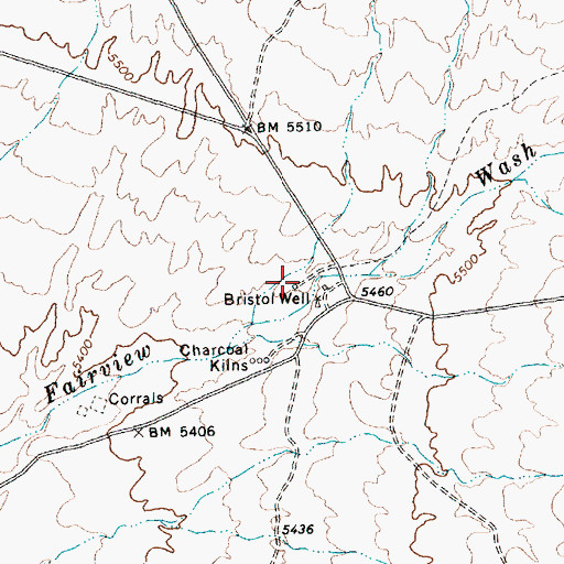 Topographic Map of Bristol Mill (historical), NV