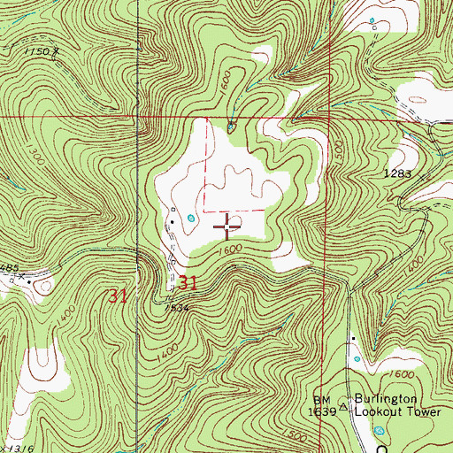 Topographic Map of KHOZ-FM (Harrison), AR