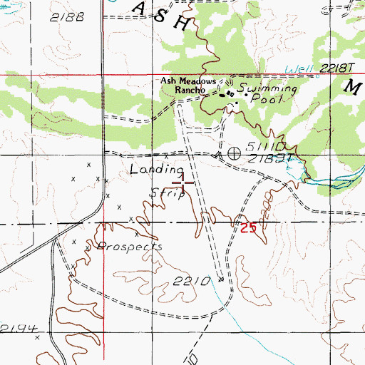 Topographic Map of Ash Meadows Airport (historical), NV