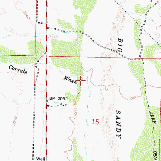 Topographic Map of Natural Corrals Wash, AZ