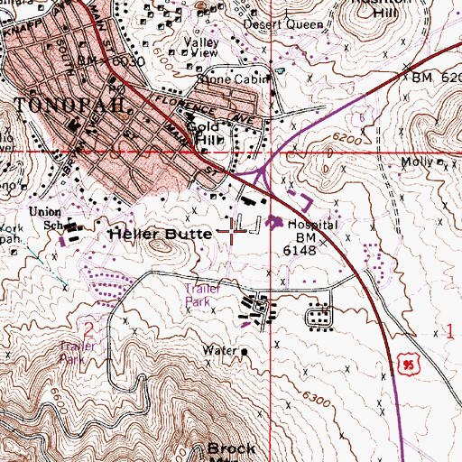 Topographic Map of Tonopah and California Mine, NV