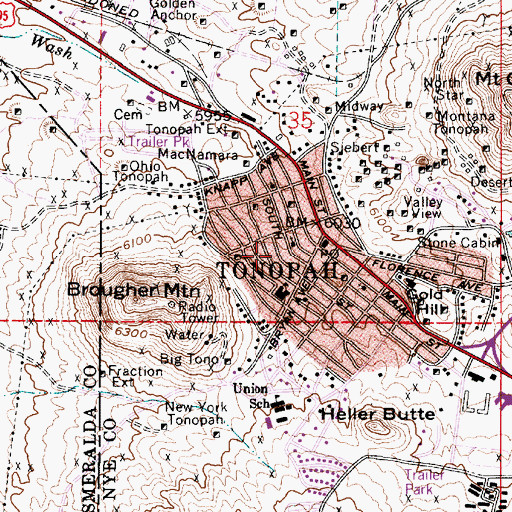 Topographic Map of Fraction Number 2 Mine, NV