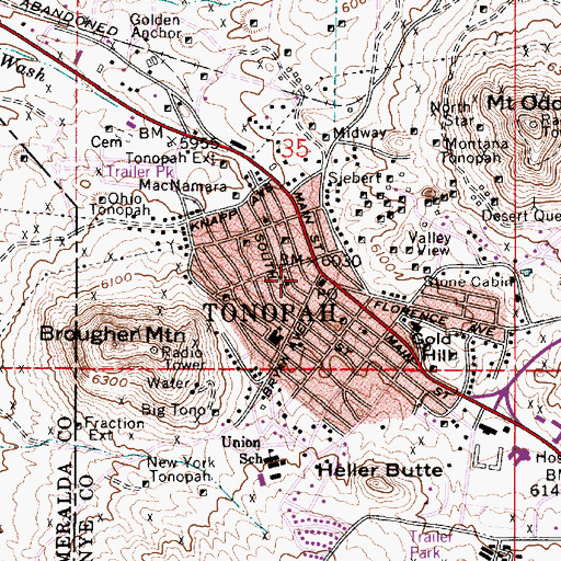 Topographic Map of Fraction Number 1 Mine, NV