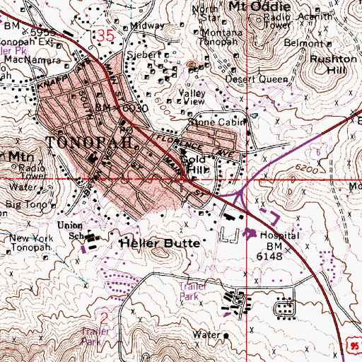 Topographic Map of Gold Hill Shaft, NV