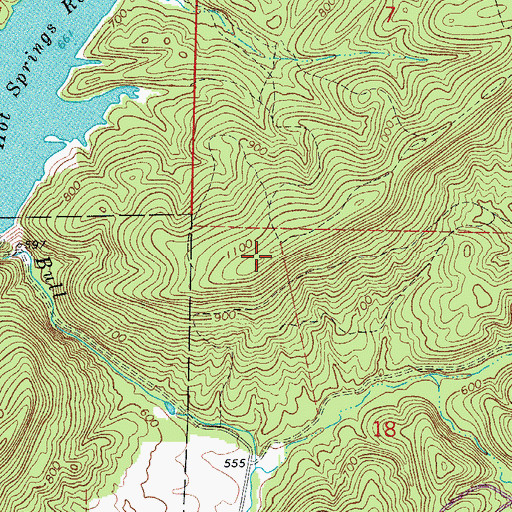 Topographic Map of KSBC-FM (Hot Springs), AR