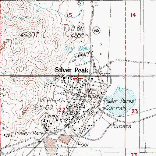 Topographic Map of Silver Peak Elementary School, NV