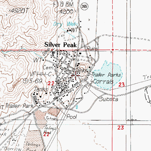 Topographic Map of Esmeralda County Yard, NV