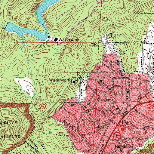 Topographic Map of KBMB-FM (Hot Springs), AR