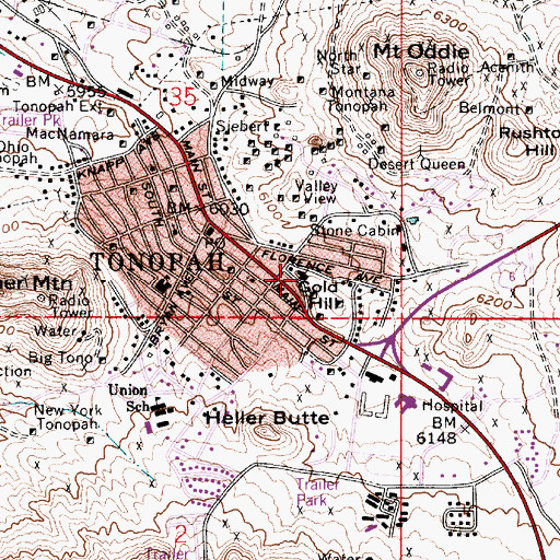 Topographic Map of Nye County Court House, NV