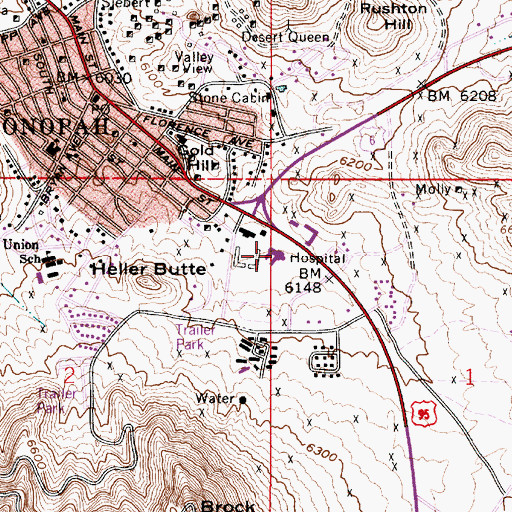 Topographic Map of Nye Regional Medical Center, NV