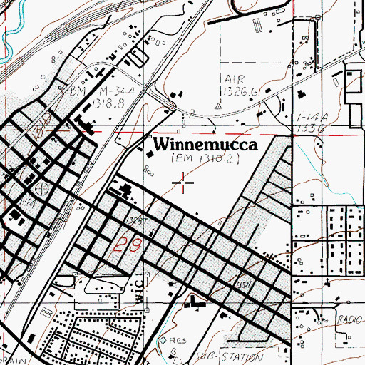 Topographic Map of Winnemucca City Park and Golf Course, NV