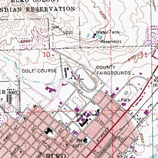 Topographic Map of Elko County Fairgrounds, NV