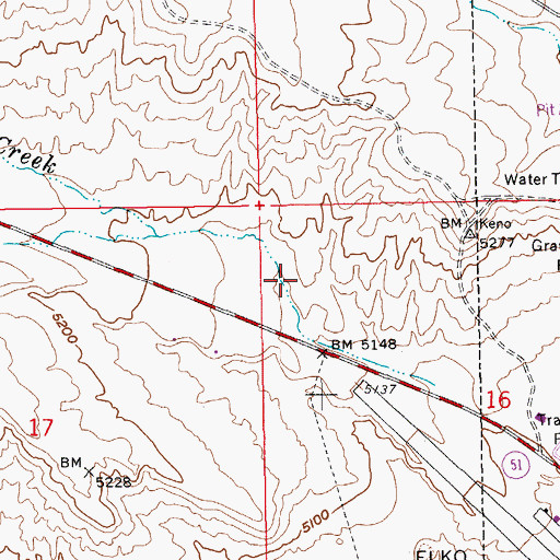 Topographic Map of Elko Downtown Interchange, NV