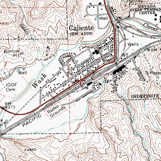 Topographic Map of Caliente City Hall, NV