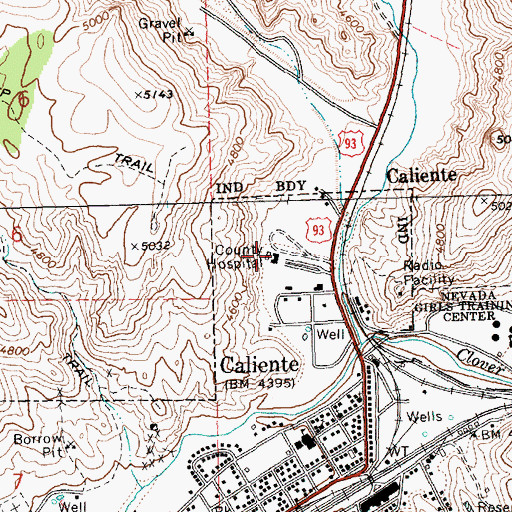 Topographic Map of Lincoln County Medical Clinic, NV