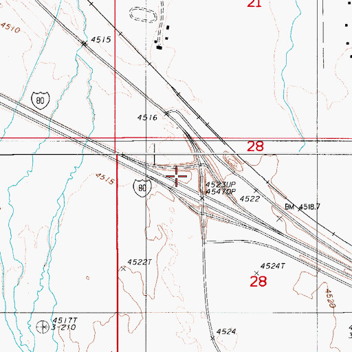 Topographic Map of East Battle Mountain Interchange, NV