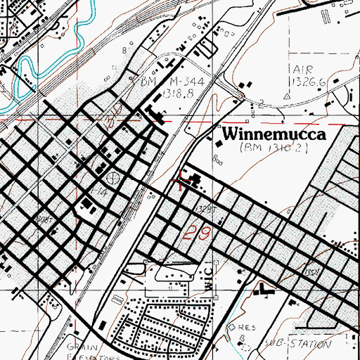 Topographic Map of Humboldt General Hospital, NV