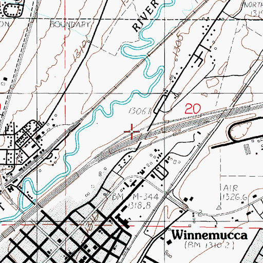 Topographic Map of Winnemucca Boulevard East Interchange, NV