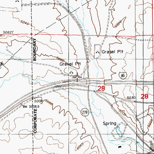 Topographic Map of Carlin West Interchange, NV