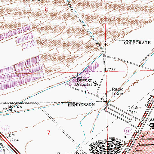 Topographic Map of Henderson Sewage Treatment Plant, NV