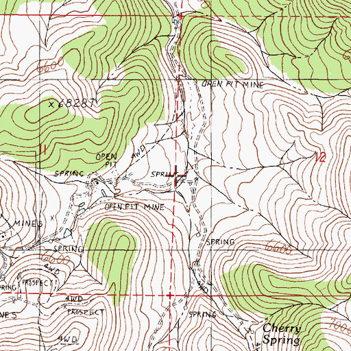 Topographic Map of Cherry Creek (historical), NV
