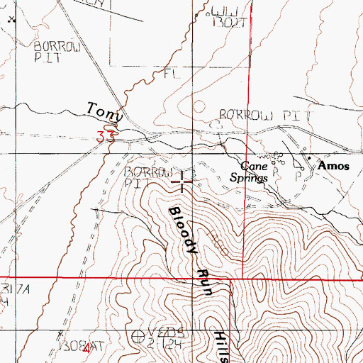 Topographic Map of Cane Springs Mine, NV