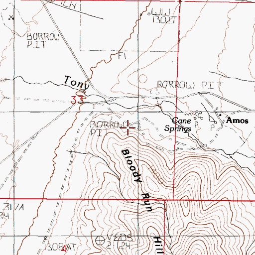 Topographic Map of Cane Springs Mill, NV