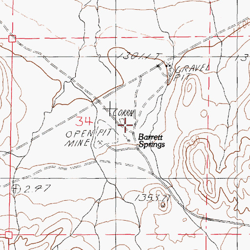 Topographic Map of Barrett Springs (historical), NV