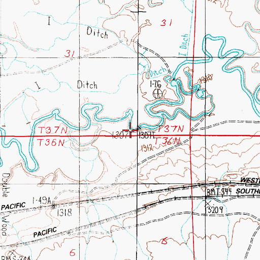 Topographic Map of Big Bend, NV