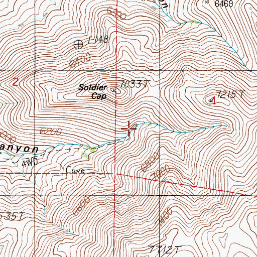 Topographic Map of Soldiers Cap Spring, NV